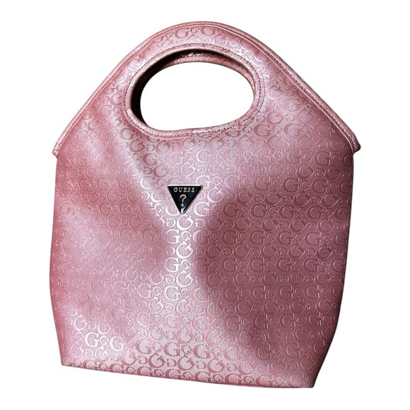 Guess Pink Tote Bag with Curved Handle and Textured Finish - Picture 1 of 6